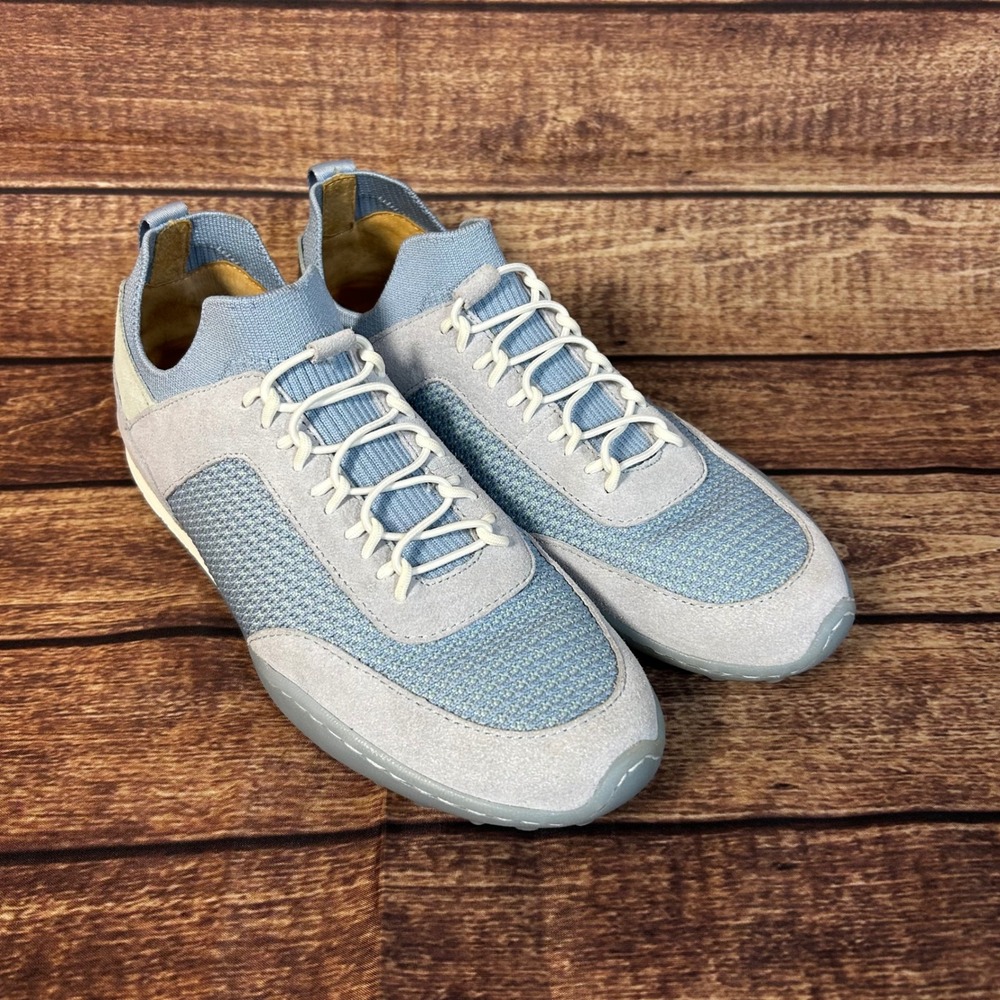 Born Aire Womens Lace Up Light Blue Grey Suede Knit Sneakers Size 7.5M